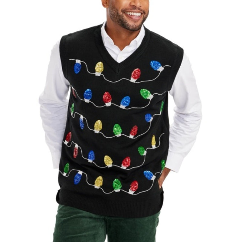 Tipsy Elves - Mens Sequin Tangle Wrangler Ugly Christmas Sweater Vest