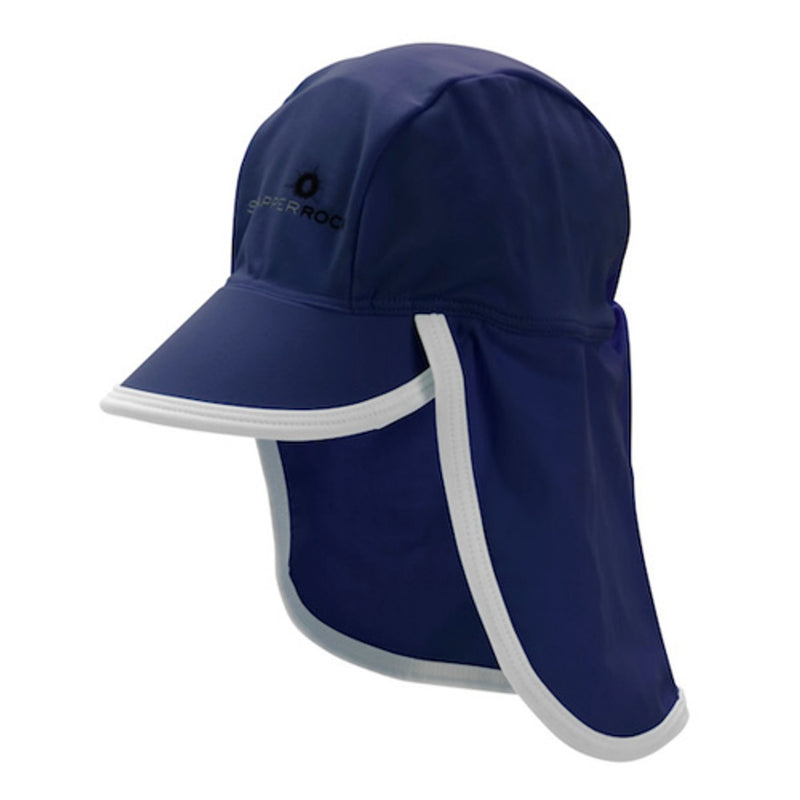 Snapper Rock - Kids Uv50 Flap Hat Blue/White- One Size