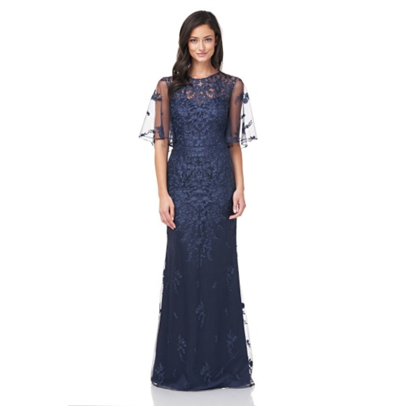 JS Collections - Womens Emboidered Flutter Slv Gwn