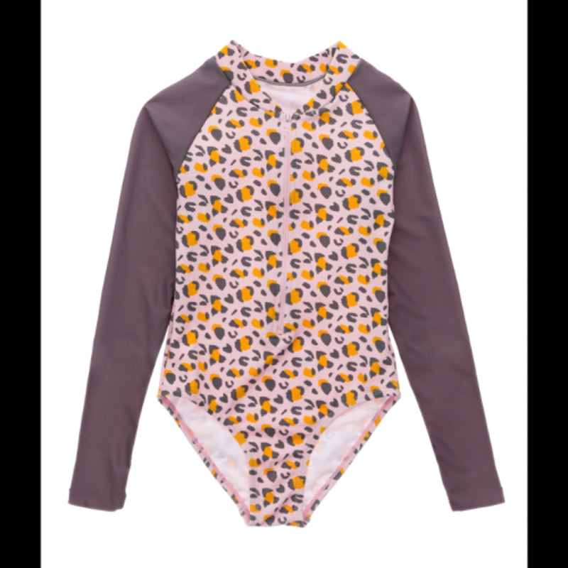 Snapper Rock - Girls Leopard Love Long Sleeve Surf Suit