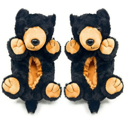 Oooh Yeah - Womens Black Bear Hugs Women's Plush Hugger Slippers