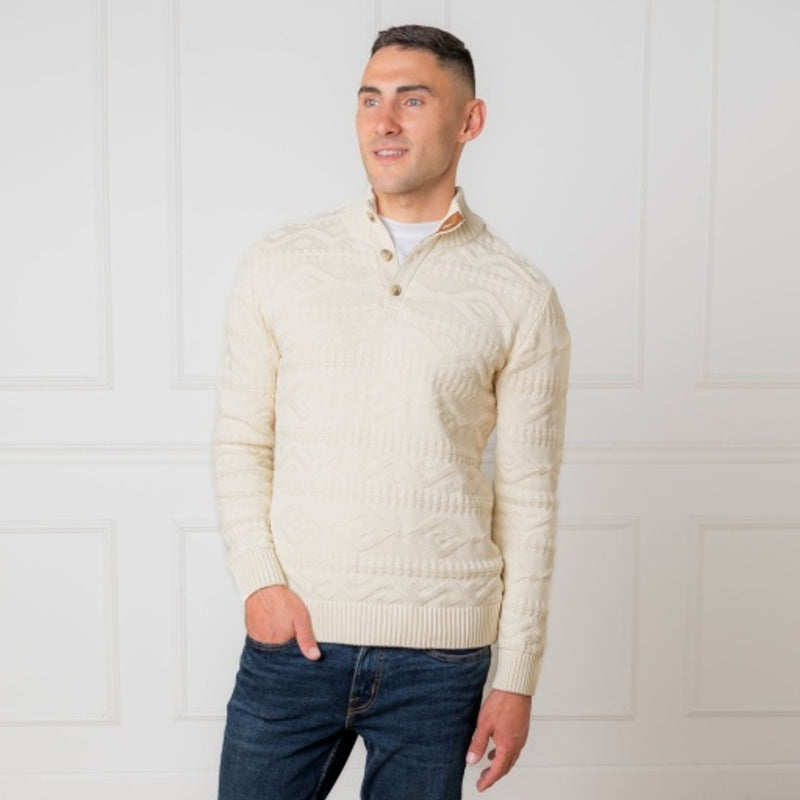 Hope & Henry - Mens Organic Mock Neck Cable Sweater
