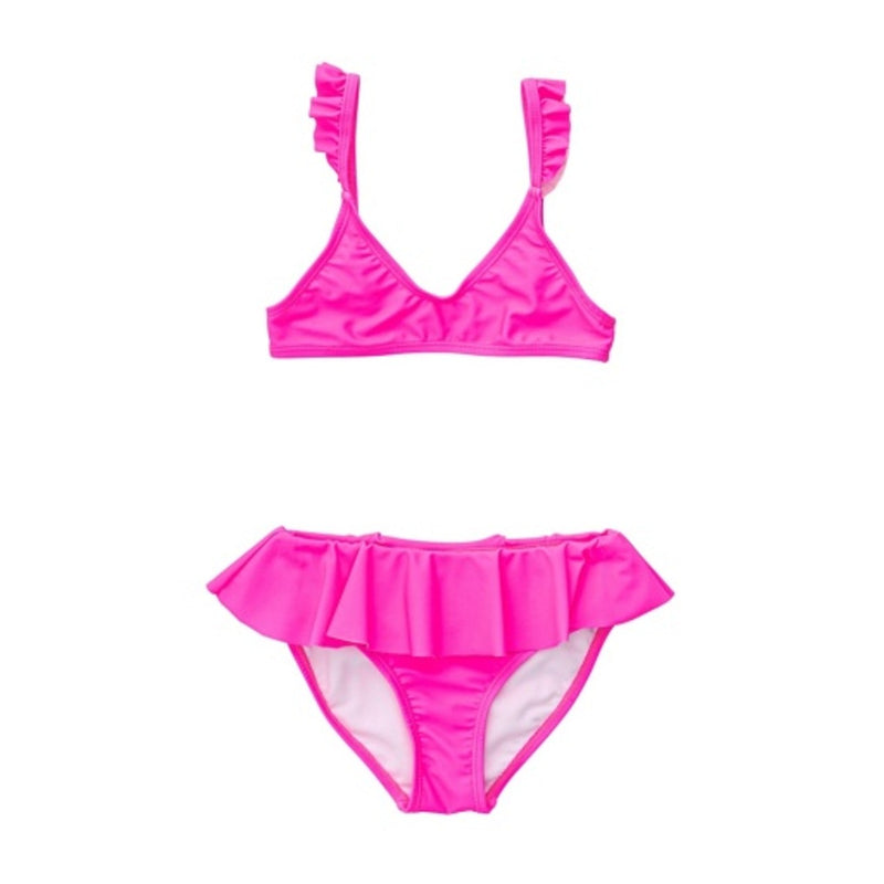 Snapper Rock - Girls Neon Queen Pink Frilled Bikini