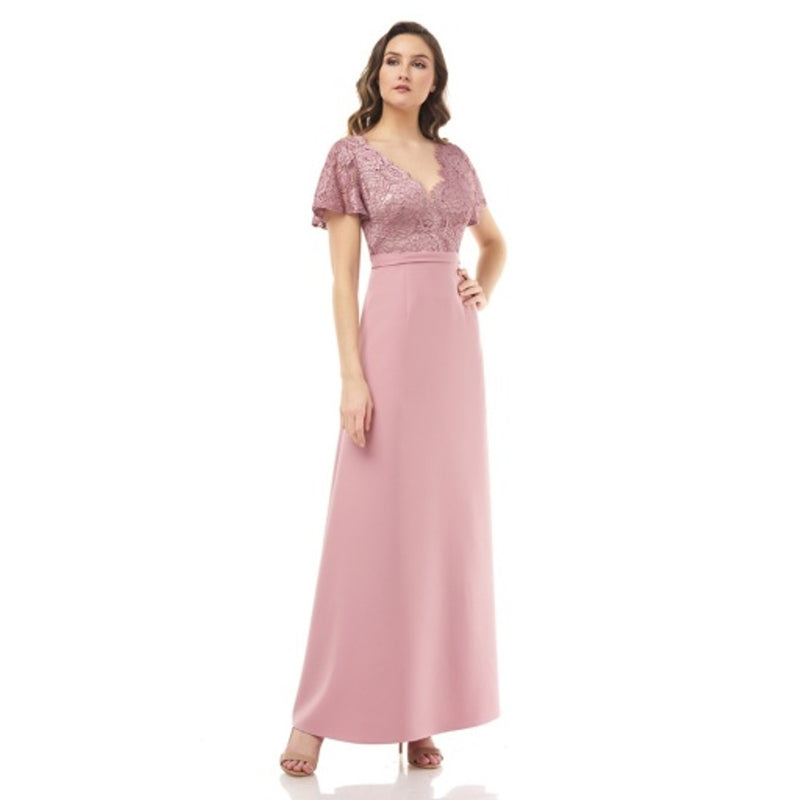 JS Collections - Womens a-Line Gown with Lace Top