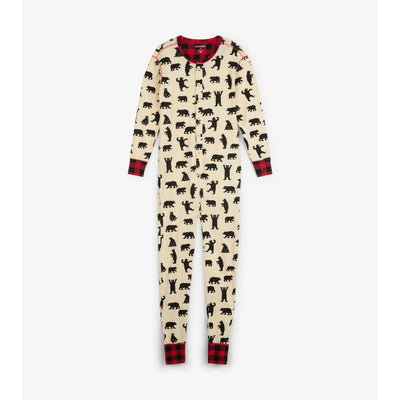 Little Blue House - Unisex Black Bear Adult Union Suit