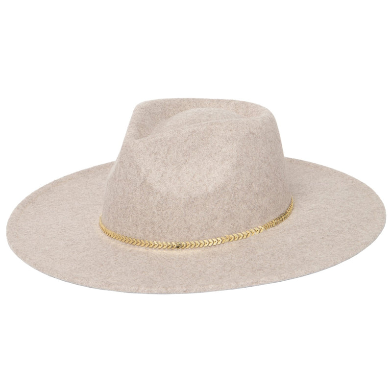 San Diego Hat Company - Faux Felt Fedora with Chevron Gold Chain