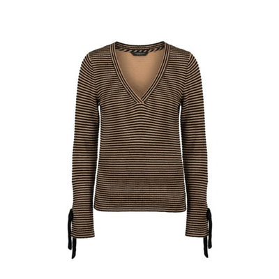 Liverpool Los Angeles - Womens Long Slv Vneck Knit Top with Ties