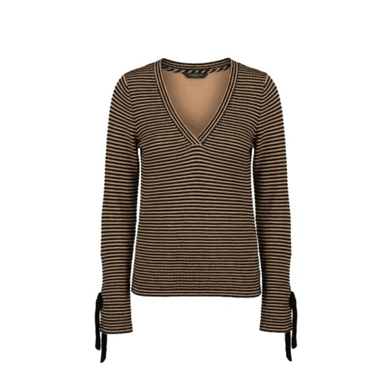 Liverpool Los Angeles - Womens Long Slv Vneck Knit Top with Ties