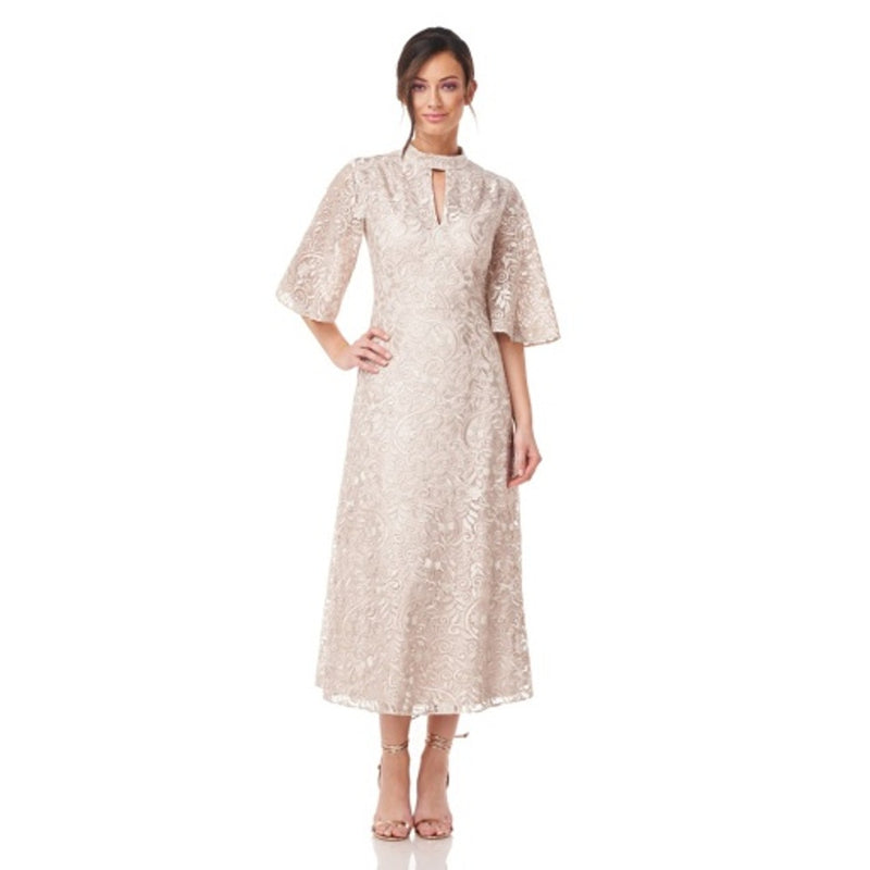 JS Collections - Womens Angela Keyhole T-Length Dress