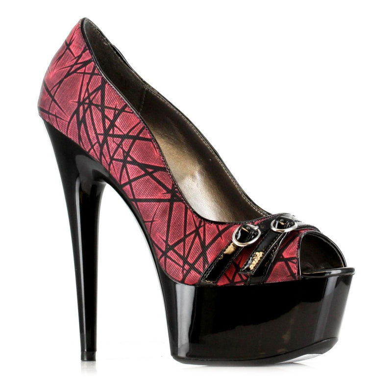 Ellie Shoes - 6" Peep Toe Stiletto with Buckle Details and Branch Pattern