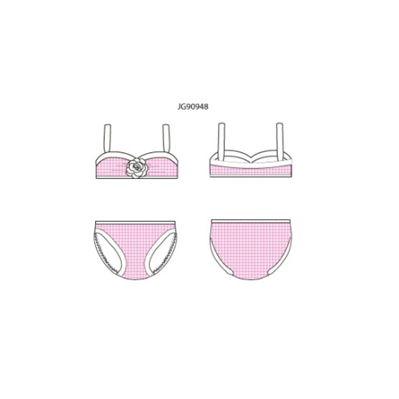 Janie and Jack - Girls K Pnk Gingham 2 Pc Swim E1