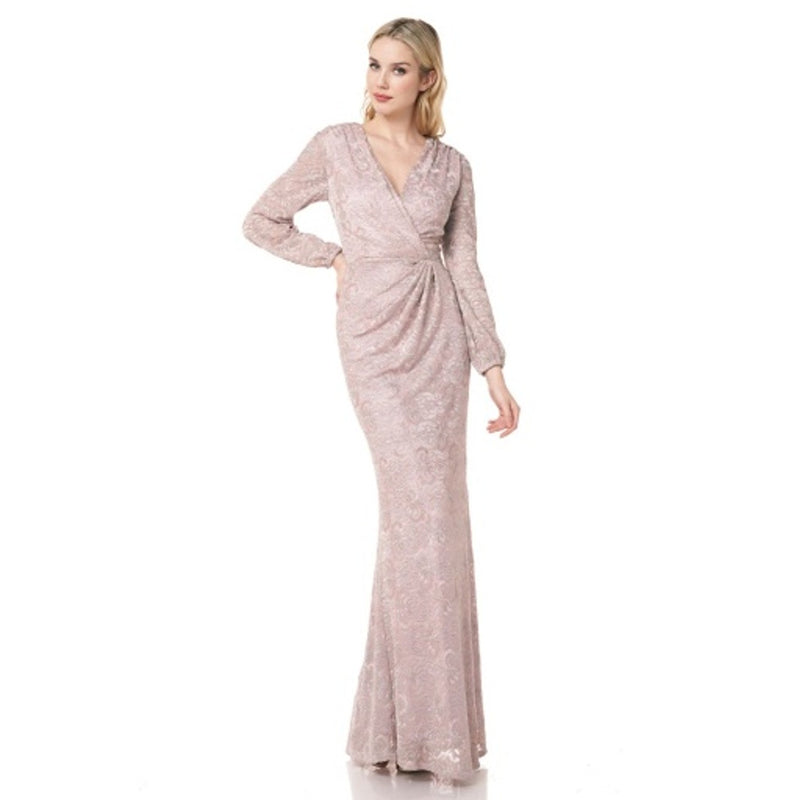 JS Collections - Womens Embroidered Wrap Gown