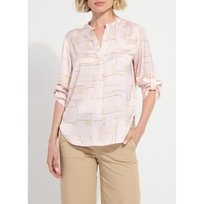 Lysse - Womens Ashanti Roll Tab Printed V Neck Shirt