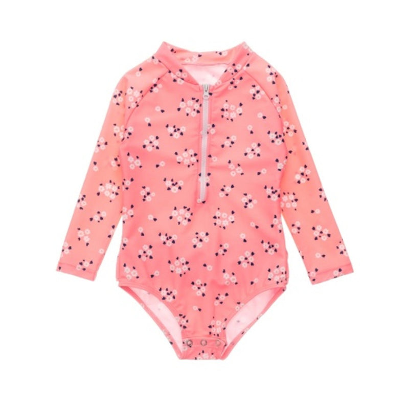 Snapper Rock - Kids Ditsy Coral Baby Long Sleeve Surf Suit