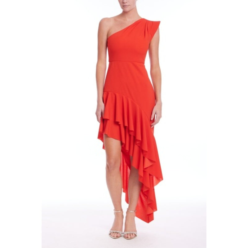 Badgley Mischka - Womens 1 Shldr Rffle Gown