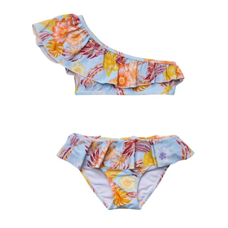 Snapper Rock - Girls Boho Tropical One Shoulder Frill Bikini