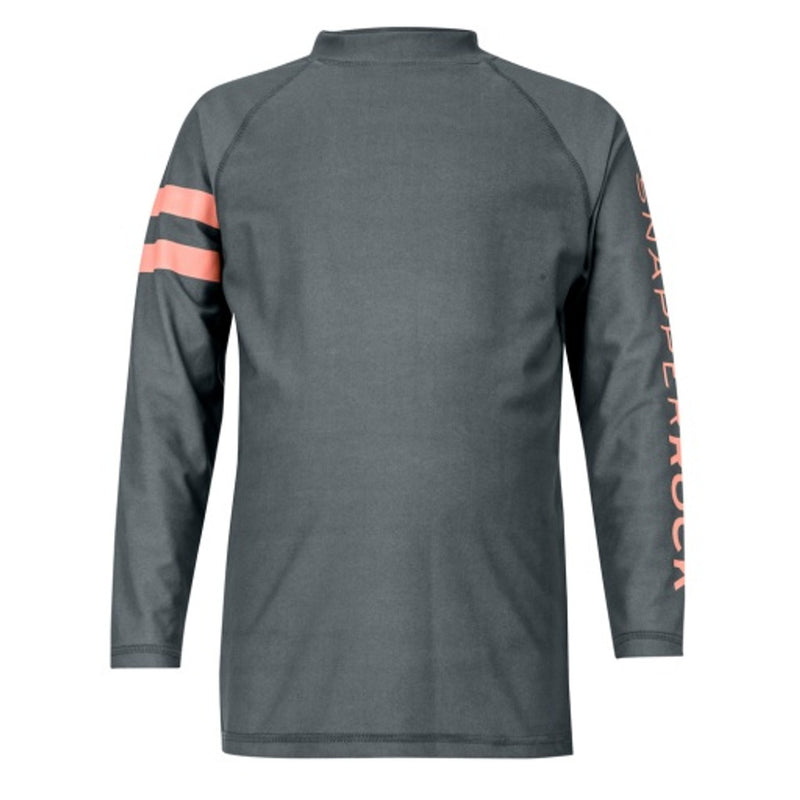 Snapper Rock - Boys Steel Grey/Coral Arm Band Long Sleeve Rash Top