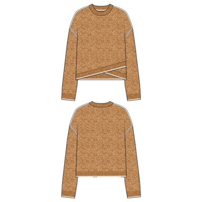 Liverpool Los Angeles - Womens Long Slv Crewneck Sweater with Cream Tulip Hem