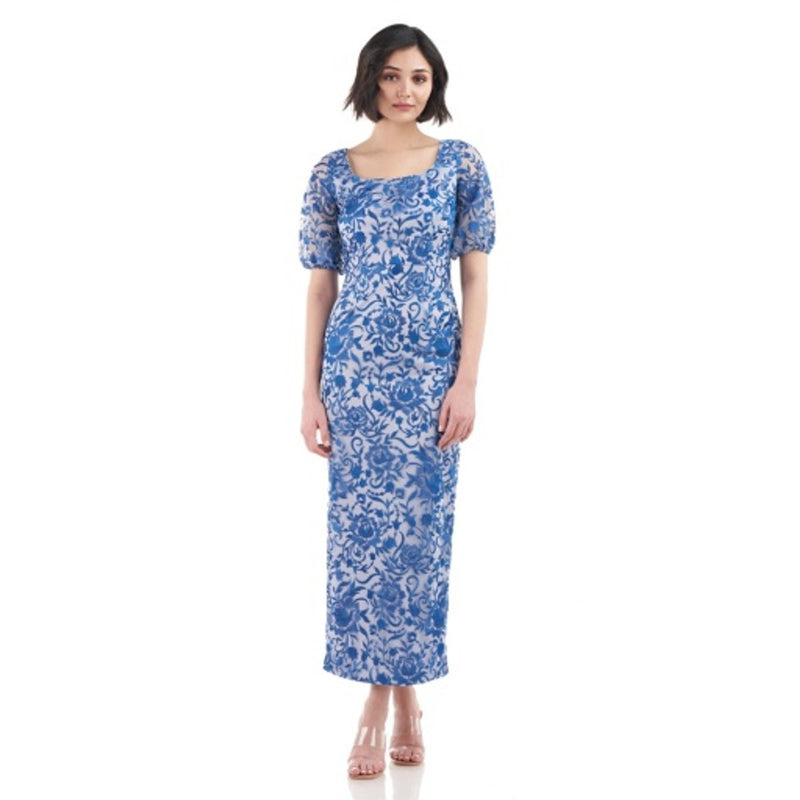 JS Collections - Womens Alena Puff Sleeve Ankle Gown