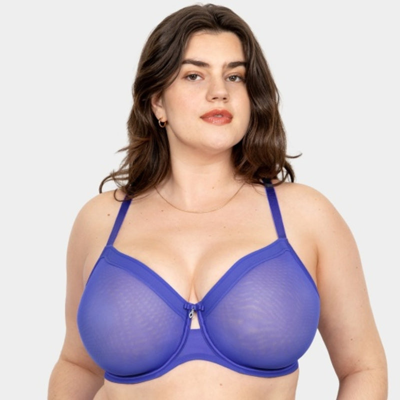 Ariela - Womens Sheer Mesh Full Coverage Unlined Underwire Bra - Radiant Plum