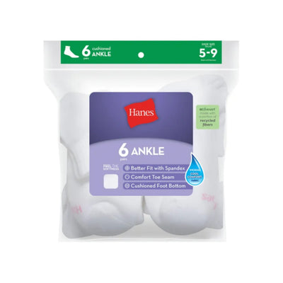 Hanes - Womens Ankle Socks Moisture-Wicking 6-Pairs
