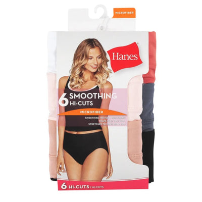 Hanes - Womens Microfiber Smoothing Hi-Cut Underwear 6-Pack