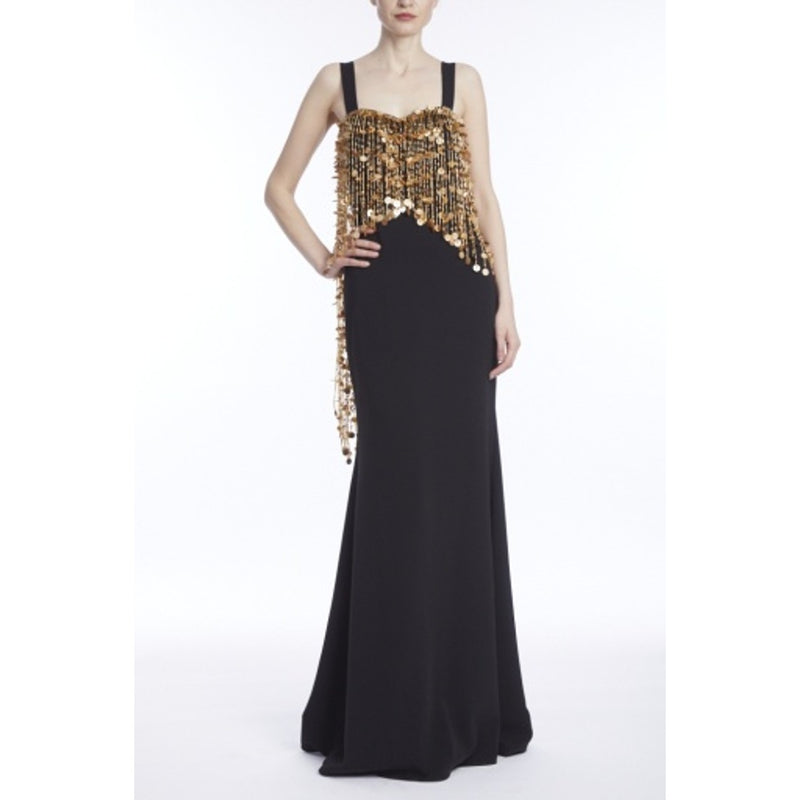 Badgley Mischka - Womens Bead Fringe Gown