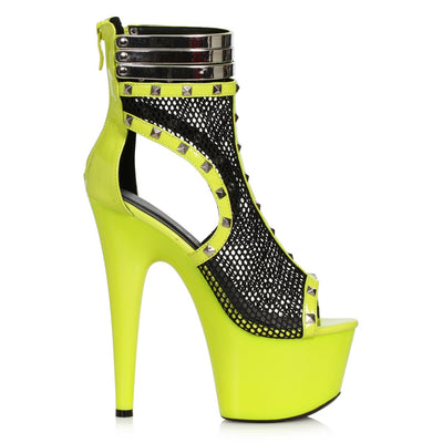 Ellie Shoes - 7" Stiletto Boot with Fishnet and Stud Embellishments