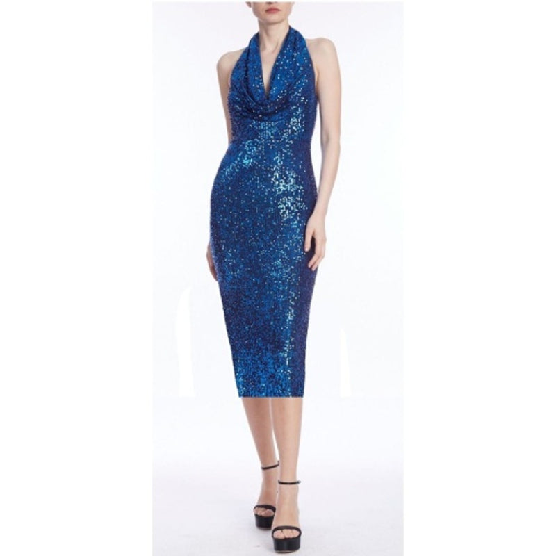 Badgley Mischka - Womens Sequin Cowl Midi
