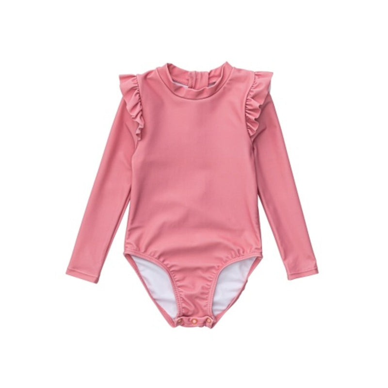 Snapper Rock - Kids Blush Shoulder Frill Surf Suit