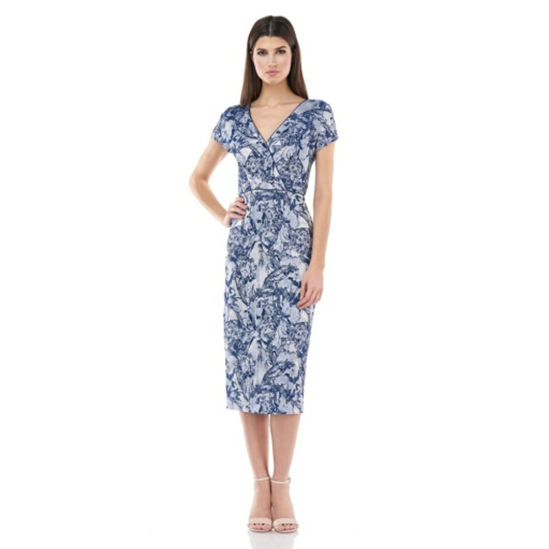 JS Collections - Womens Surplice Jacquard Ss Midi Drs