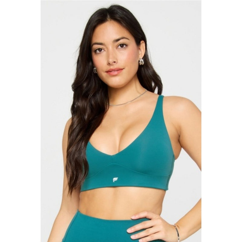 Fabletics - Womens Pureluxe Longline Low Impact Bra - Green Abyss