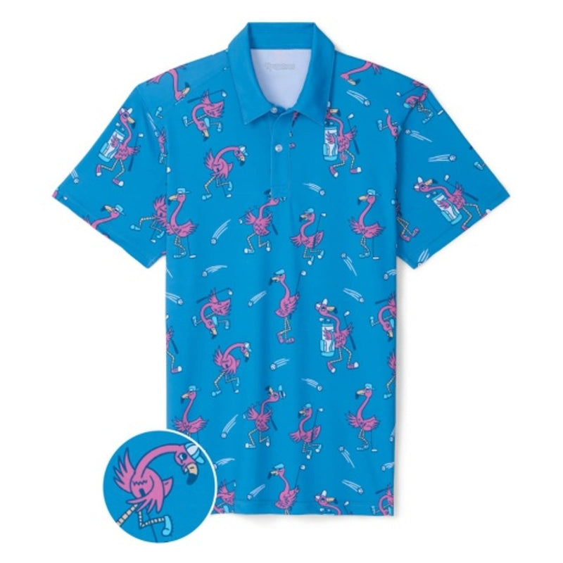 Tipsy Elves - Mens Flamingo Fiasco Golf Polo
