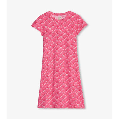 Little Blue House - Unisex Crew Neck Tee Dress Coral Fans