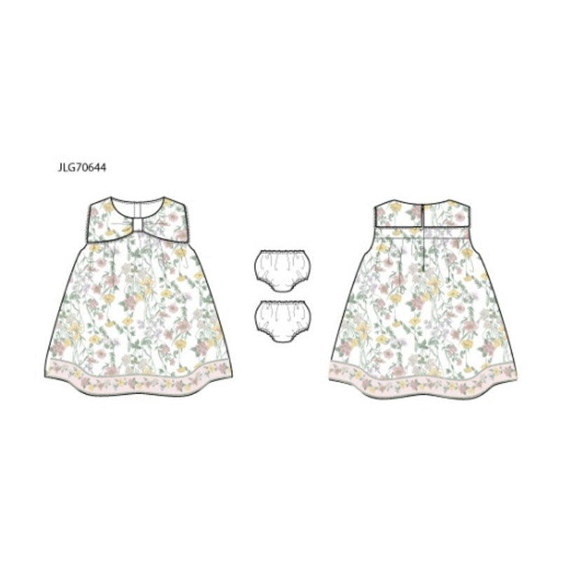 Janie and Jack - Baby G with Multi Botanical Floral Border Sl Dress Smr2