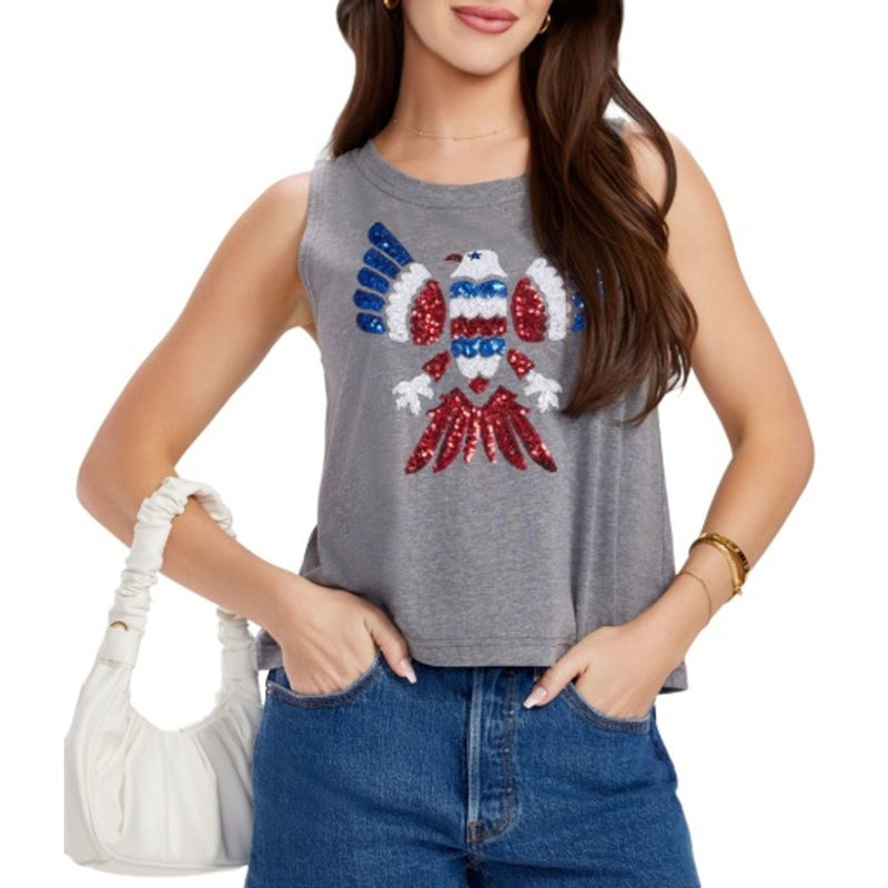 Tipsy Elves - Unisex Freedom Flies Sequin Cropped Tank Top