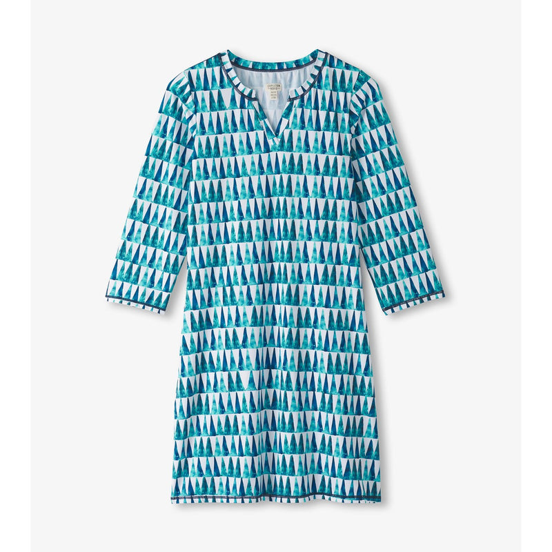 Little Blue House - Unisex Notch Neck Dress Painted Triangles