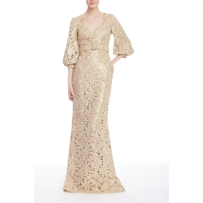 Badgley Mischka - Womens Long Sleeve V-Neck Gown