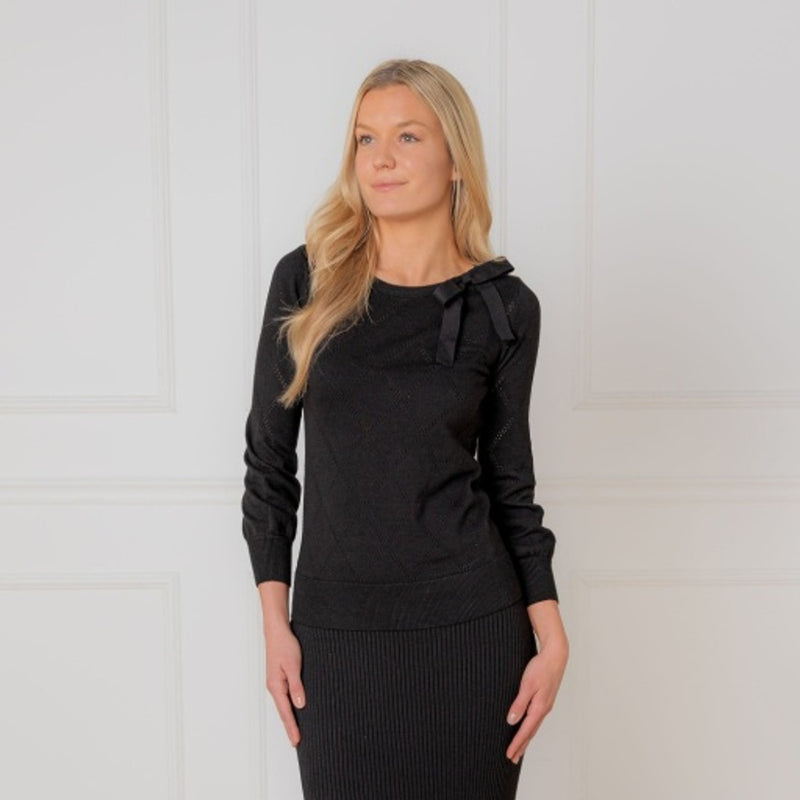 Hope & Henry - Womens Organic Bow Detail Pointelle Sweater