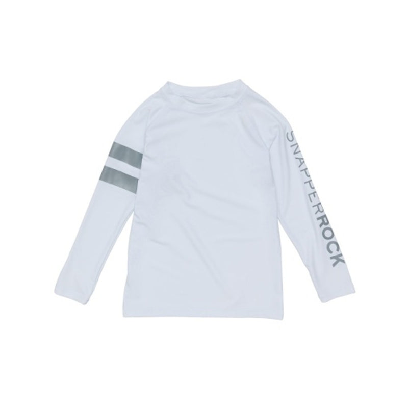 Snapper Rock - Boys White Arm Band Long Sleeve Rash Top
