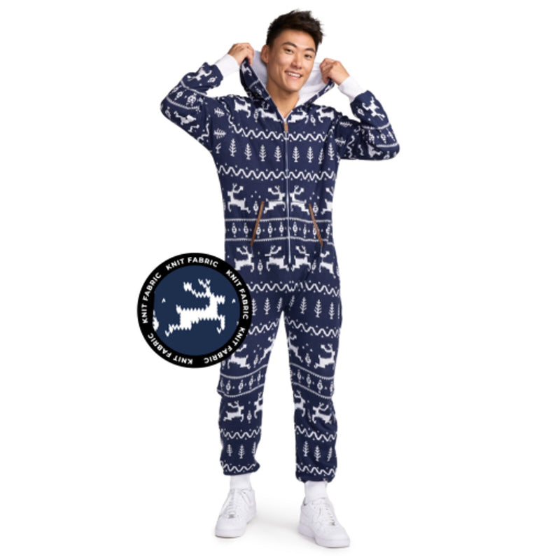 Tipsy Elves - Mens Navy Fair Isle Knit Jumpsuit