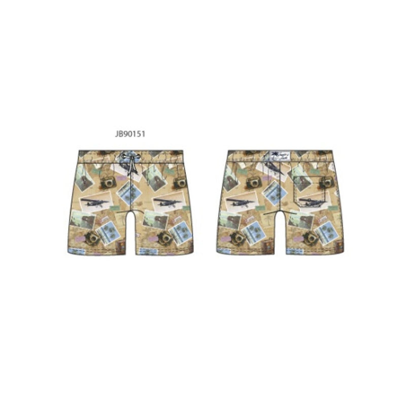 Janie and Jack - Boys with Postcard Print Swim Trunk Spbk