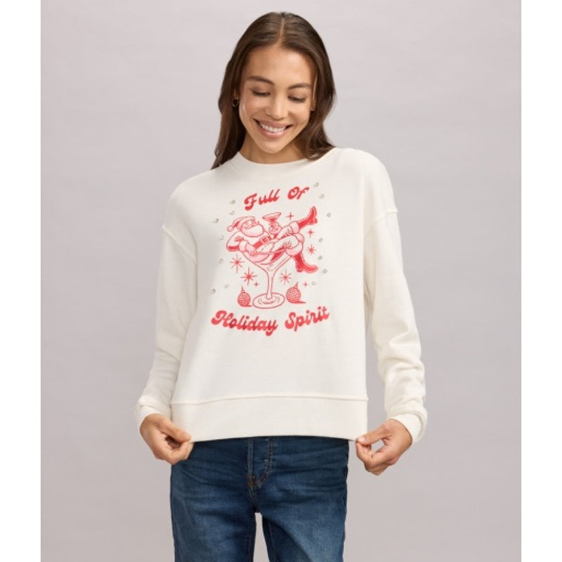 Tipsy Elves - Womens Full of Holiday Spirit Rhinestone Embellished Sweatshirt