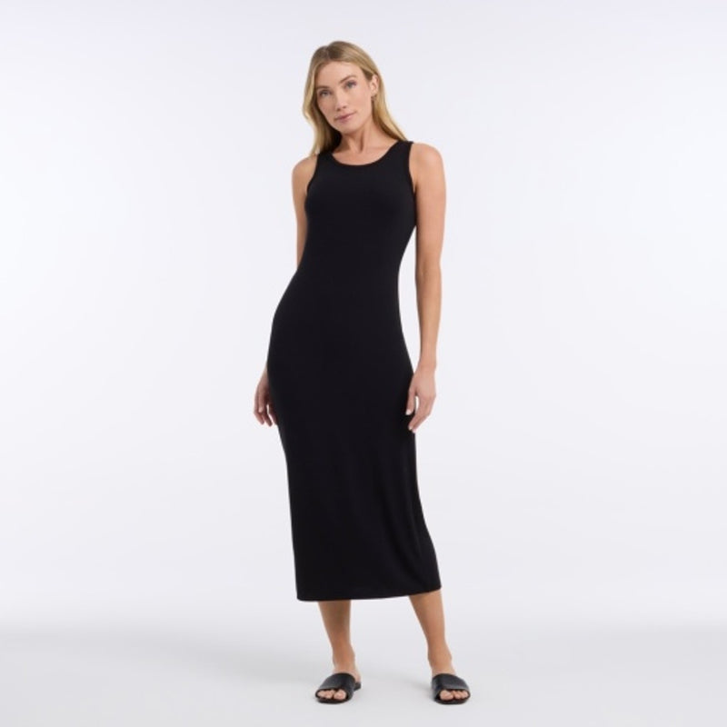 Thirty Three Threads - Unisex Ribbed Maxi Dress Ebony