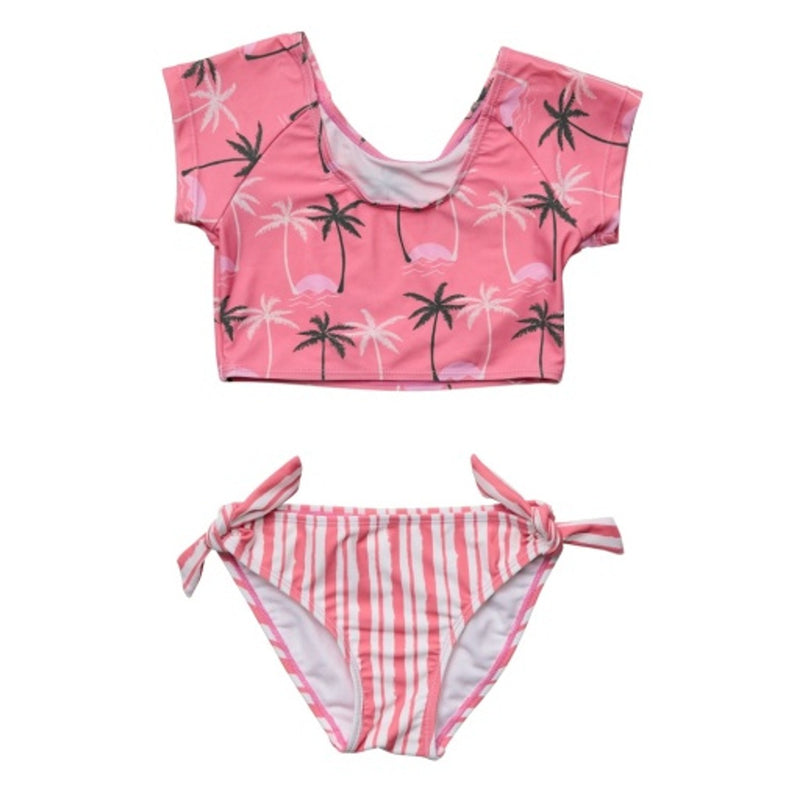 Snapper Rock - Girls Palm Paradise Crop Short Sleeve Rash Top Set
