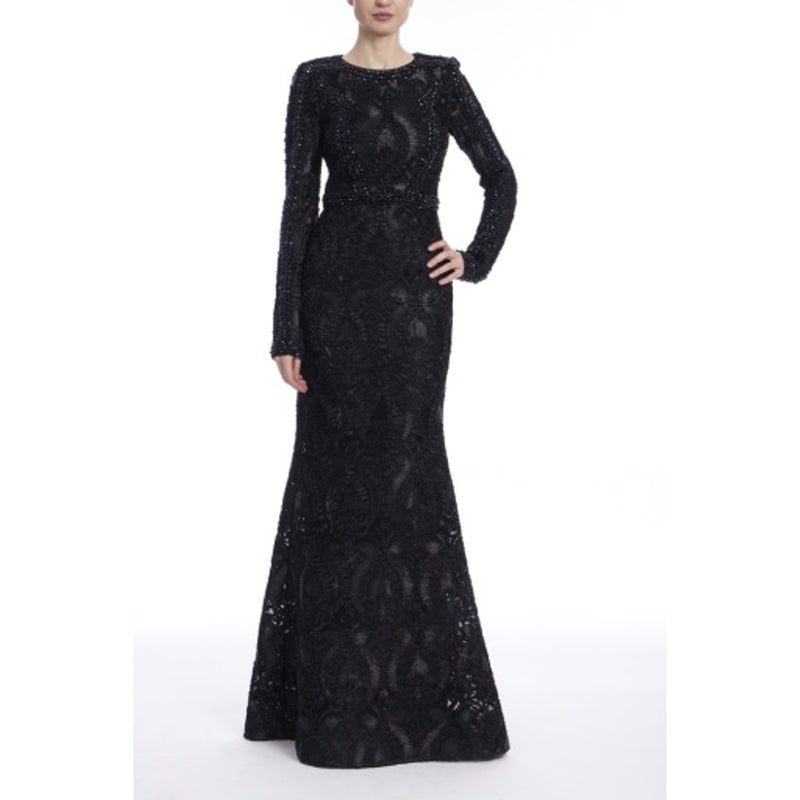 Badgley Mischka - Womens Ribbon Lace Long Sleeve