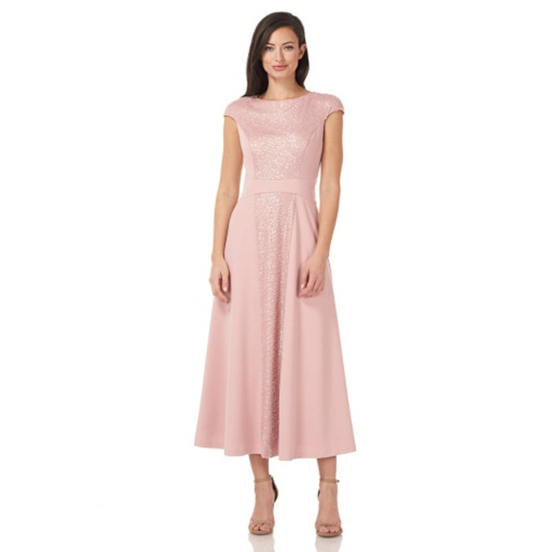 JS Collections - Womens Sequin and Crepe Midi