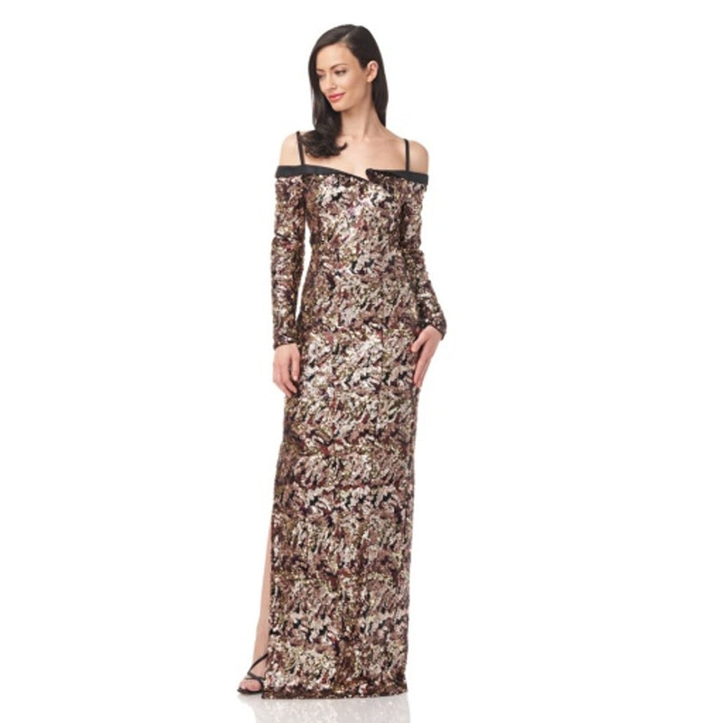 JS Collections - Womens Ada Asymmetric Neckline Gown
