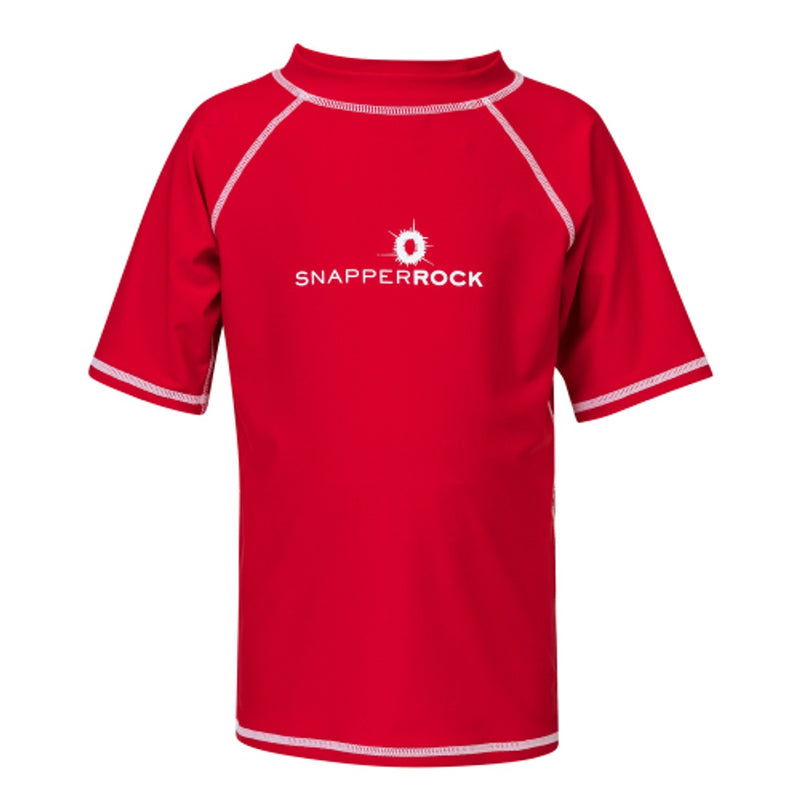 Snapper Rock - Boys Short Sleeve Uv50 Rash Top Solid Red