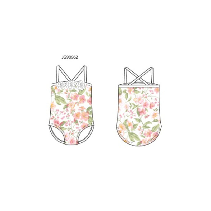 Janie and Jack - Girls K Multi 3d Flwr 1pc Swim Sm1